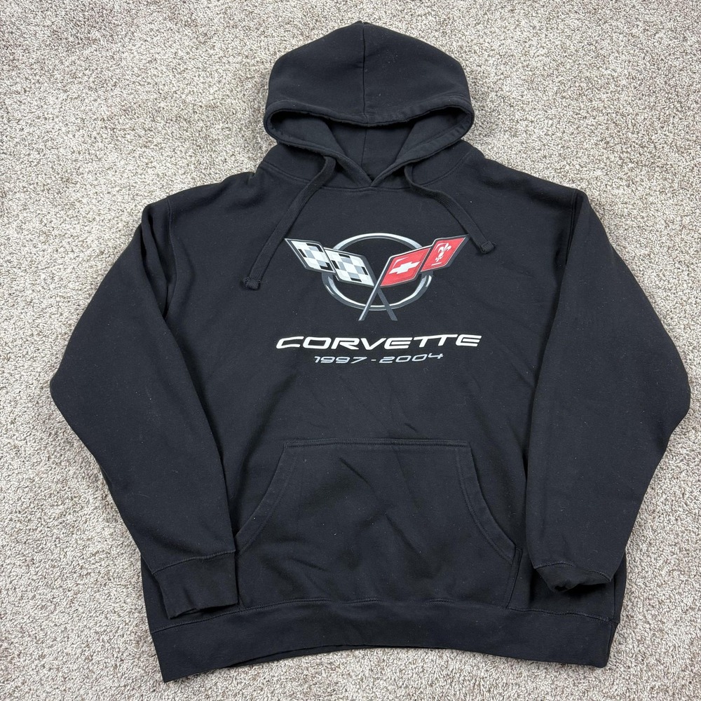 JH Design Corvette Hoodie Mens 3XL Black Pullover Sweatshirt 1997-2004 GM